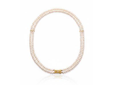 Collar doble perlas oro