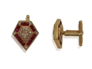 Gemelos oro rubies brillantes
