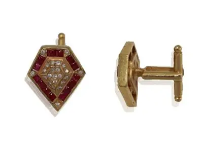 Gemelos oro rubies brillantes
