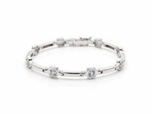 Pulsera oro blanco flores