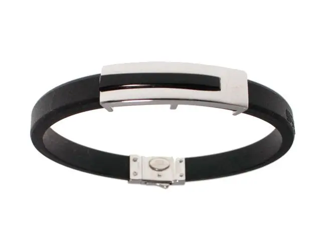 Pulsera caucho oro blanco