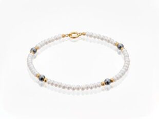 Pulsera perlas hematites oro