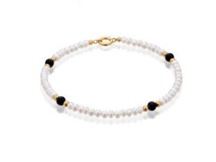 Pulsera perlas Onix oro