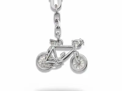 Llavero bicicleta de carreras de plata de ley