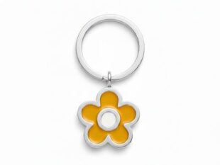 Llavero flor esmaltada plata