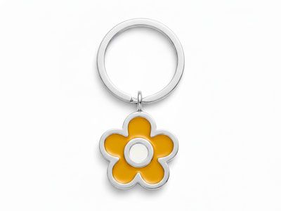 Llavero flor esmaltada plata