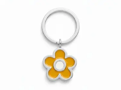 Llavero flor esmaltada plata