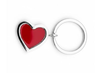 Llavero Atika de plata corazón con esmalte rojo