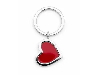 Llavero plata corazón rojo
