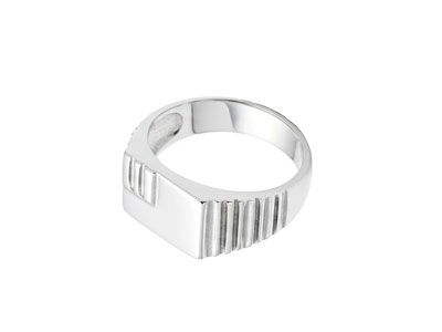 Sello de plata de caballero con franjas en brillo y en relieve
