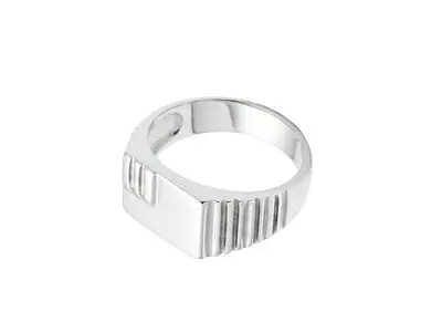 Sello de plata de caballero con franjas en brillo y en relieve