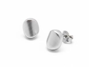 Pendientes plata oval matizado
