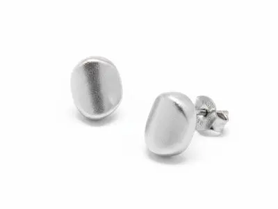 Pendientes plata oval matizado