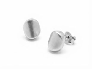 Pendientes plata oval matizado