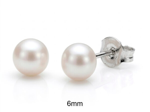 Pendientes plata perla 6mm