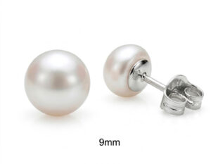 Pendientes plata perla botón