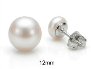 Pendientes plata perla 12mm
