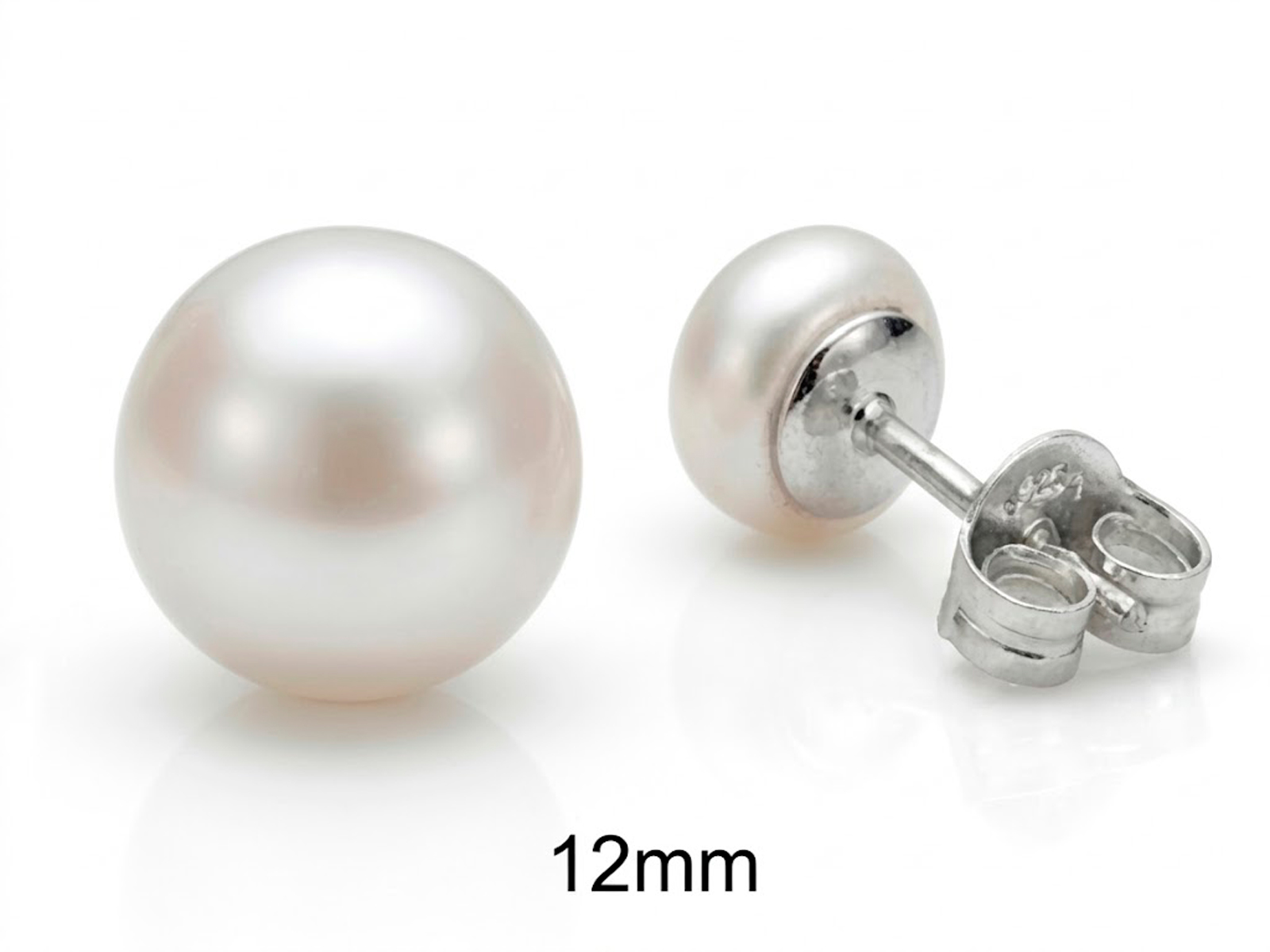 Pendientes plata perla 12mm