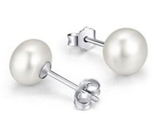 Pendientes plata perla 12mm