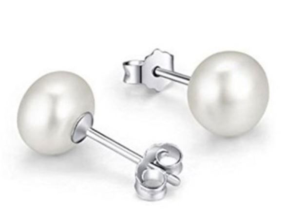 Pendientes plata perla 12mm