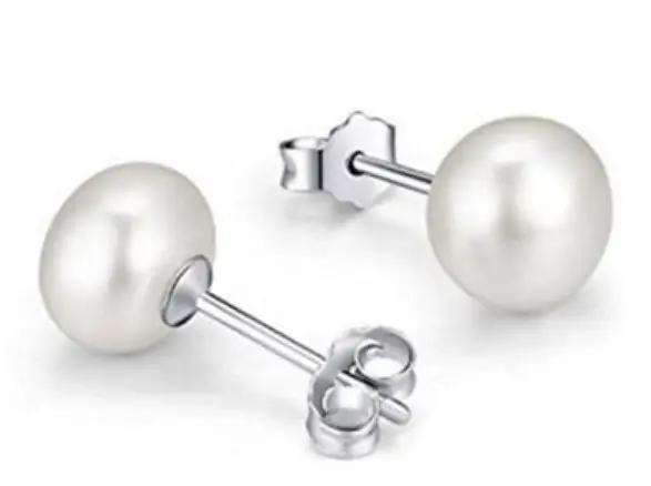 Pendientes plata perla 12mm