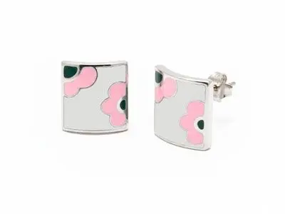 Pendientes de plata grandes esmaltes flores