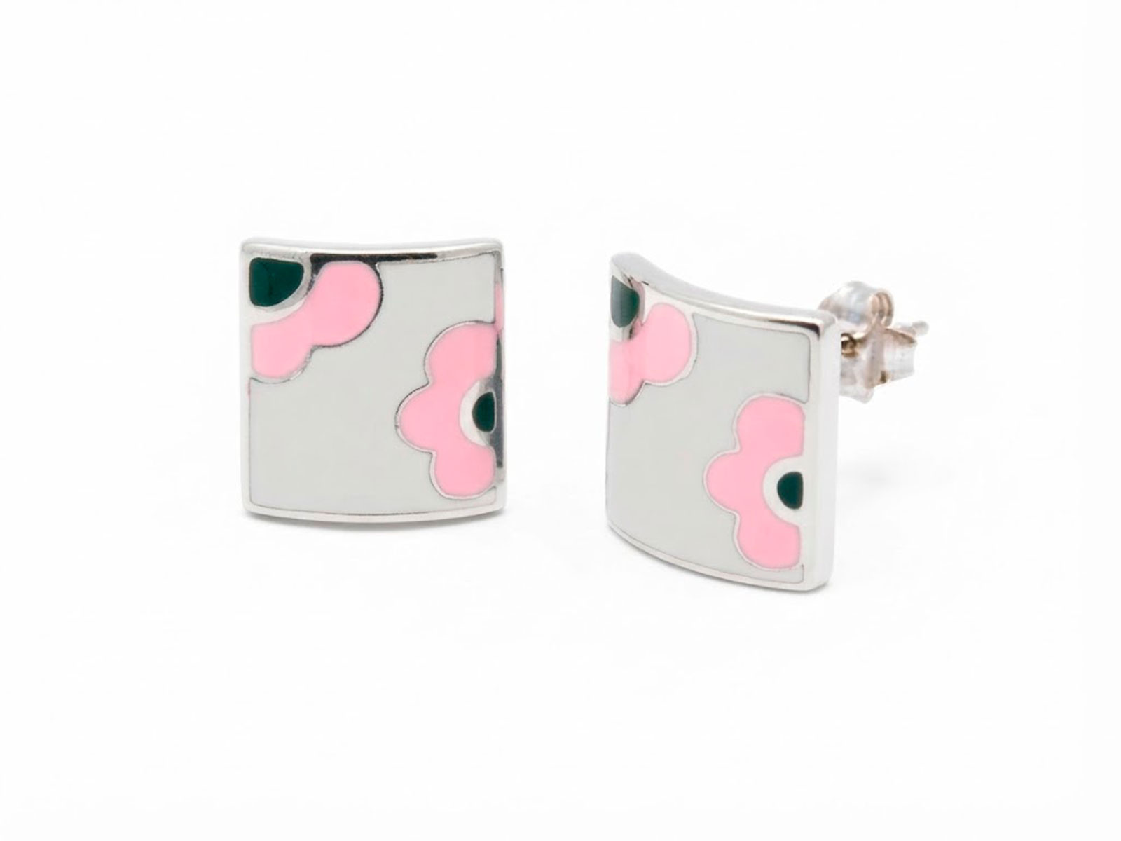 Pendientes plata grandes flores