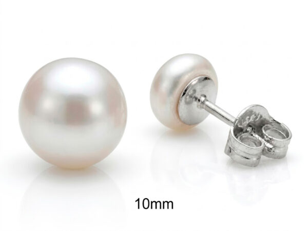 Pendientes plata perla 10mm