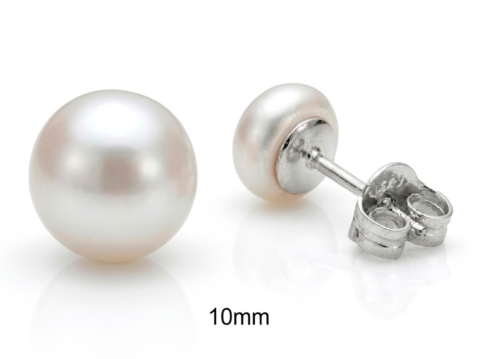 Pendientes plata perla 10mm