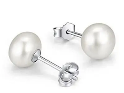Pendientes plata perla 10mm