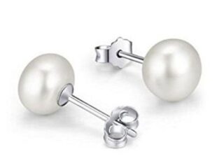 Pendientes plata perla 11mm
