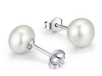 Pendientes plata perla 11mm