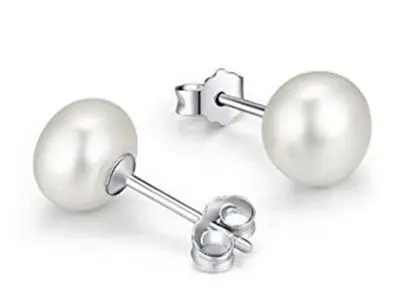 Pendientes plata perla 11mm