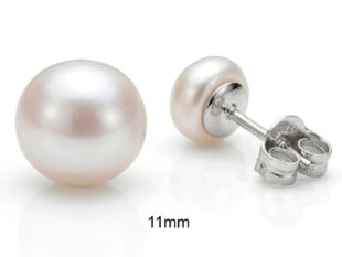 Pendientes plata perla 11mm
