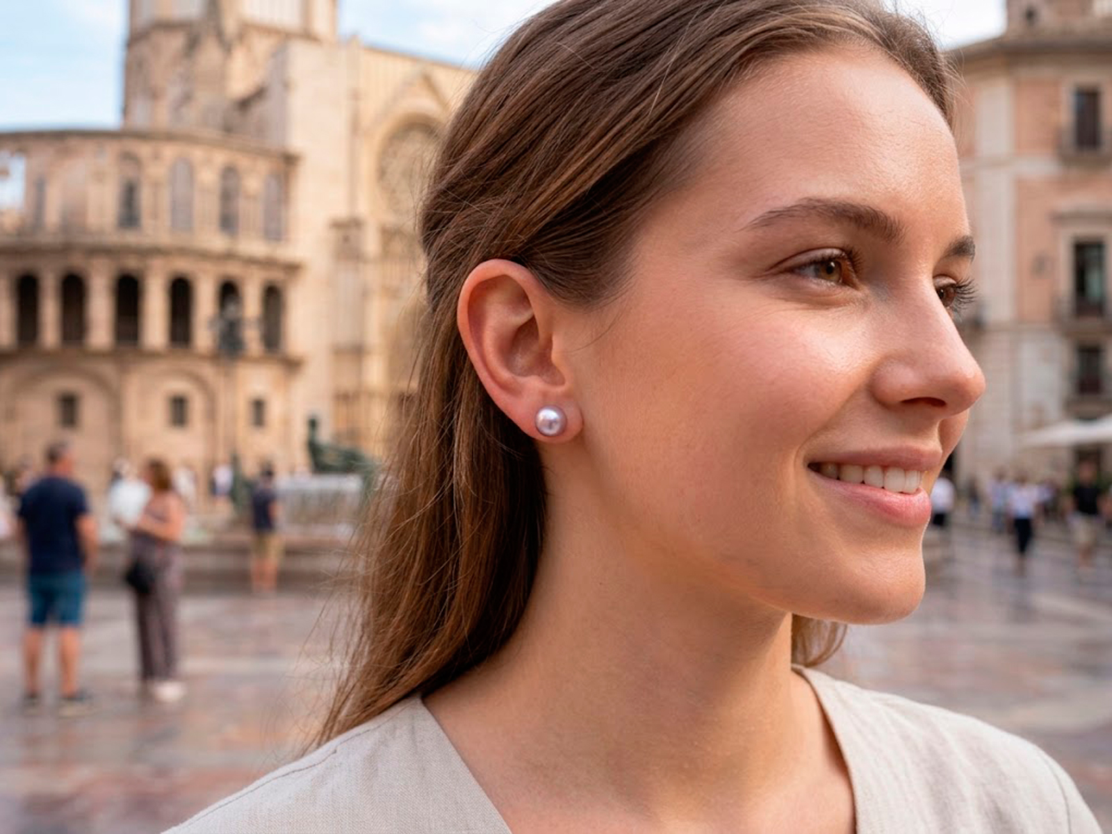 Pendientes de plata con perla cultivada botón 11mm