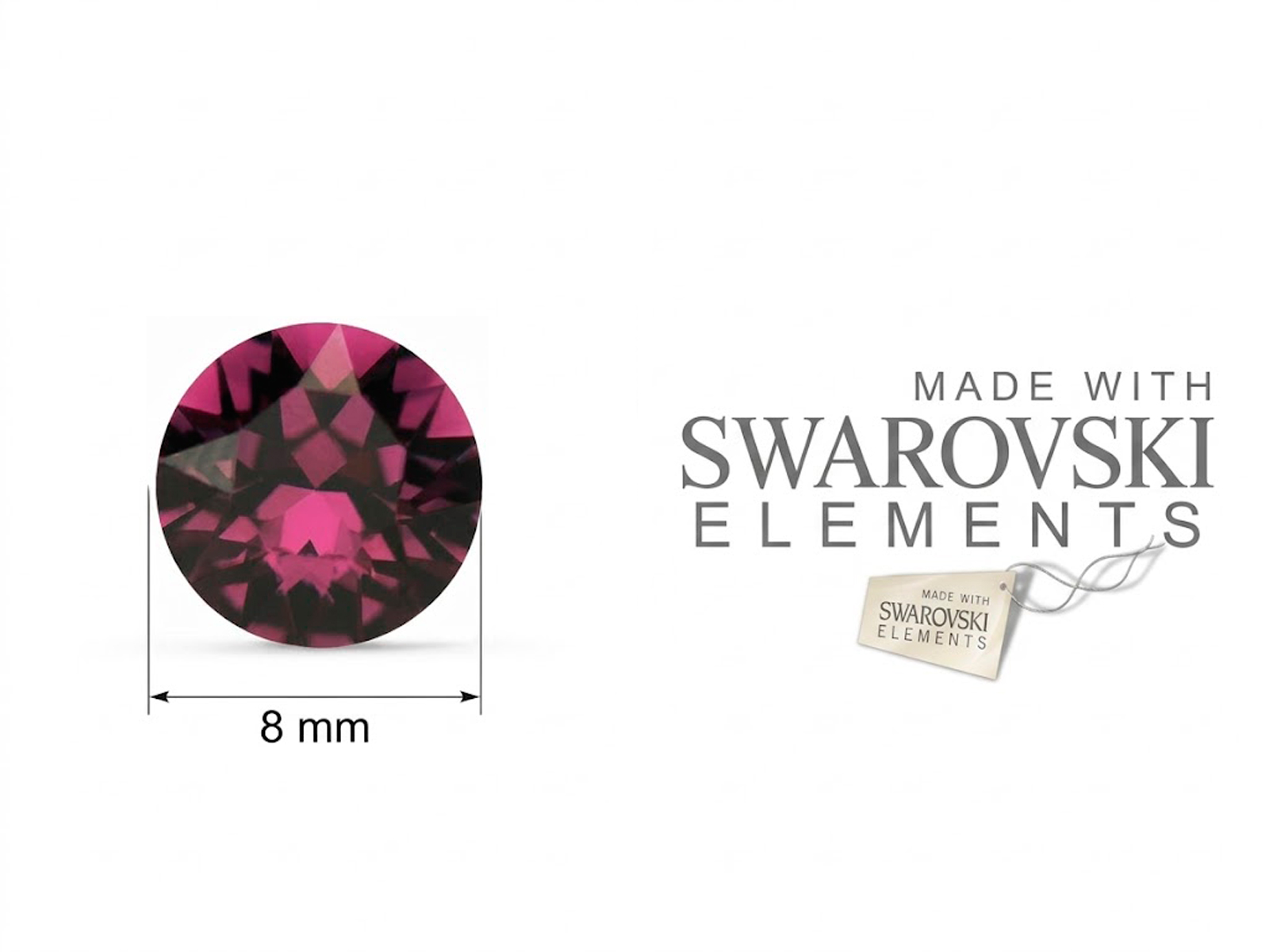 Pendientes de cristal de Swarovski de 8 mm en amatista y plata