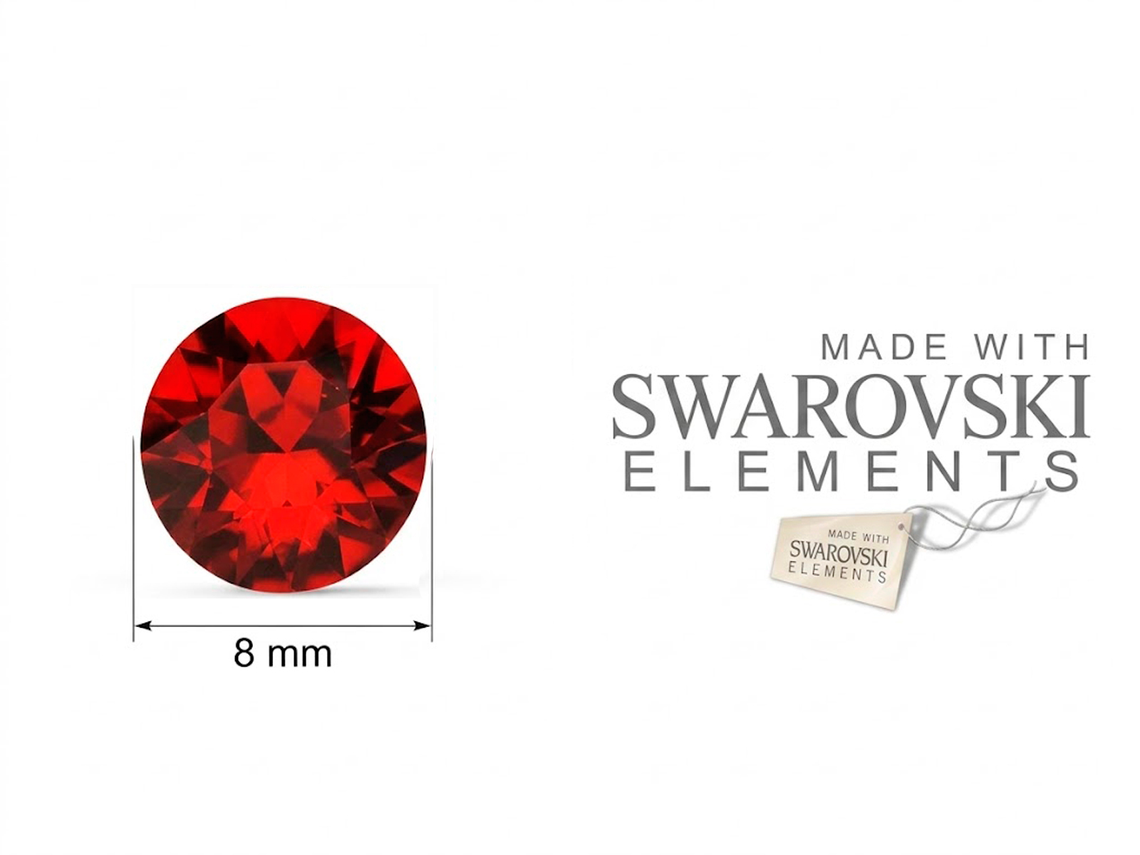 Pendientes de plata y cristal Swarovski de 8 mm rojo/light siam