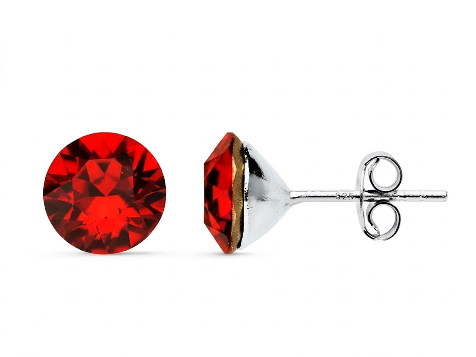 Pendientes Swarovski rojo plata