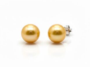 Pendientes plata perla anaranjada