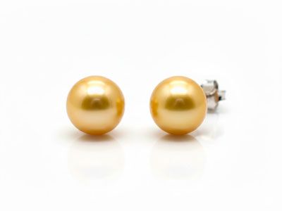 Pendientes plata perla anaranjada