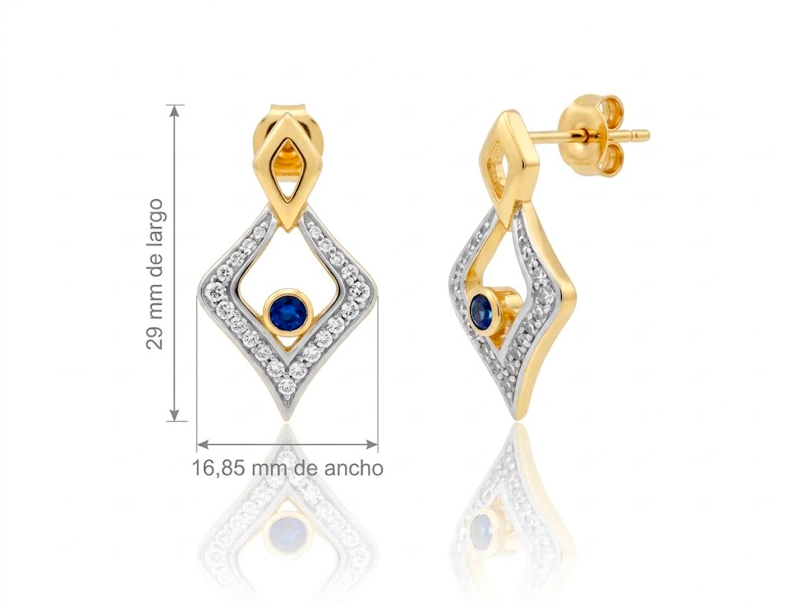 Pendientes rombo plata chapados piedras semipreciosas