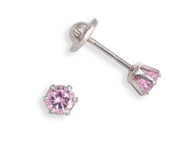 Pendientes plata circonita rosa