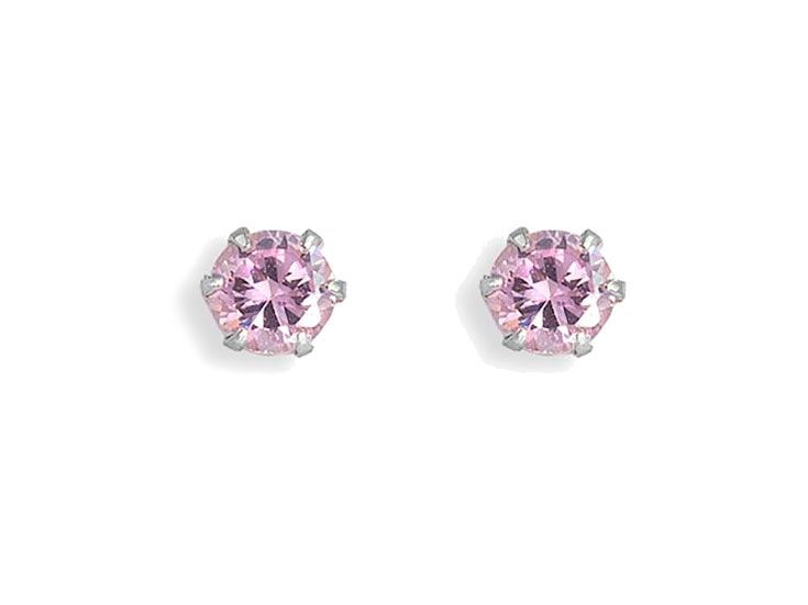 Pendientes en plata 925 milésimas con circonita de color rosa