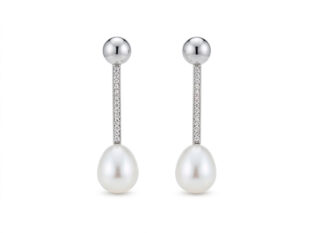 Pendientes plata botón circonitas