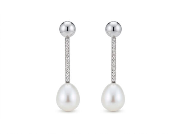 Pendientes plata botón circonitas
