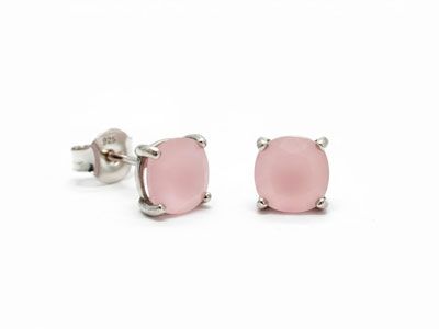 Pendientes plata cuarzo rosa