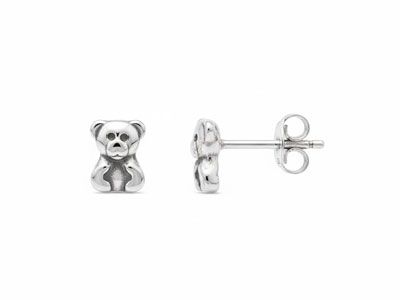 Pendientes de oso en plata ennegrecida