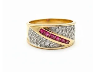 Anillo plata circonitas rubís