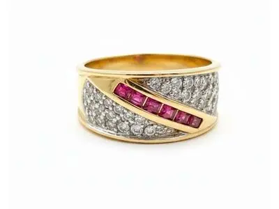 Anillo plata circonitas rubís