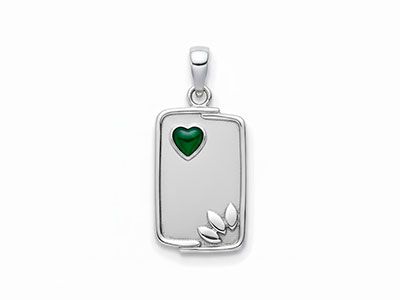 Placa plata rectangular corazón 